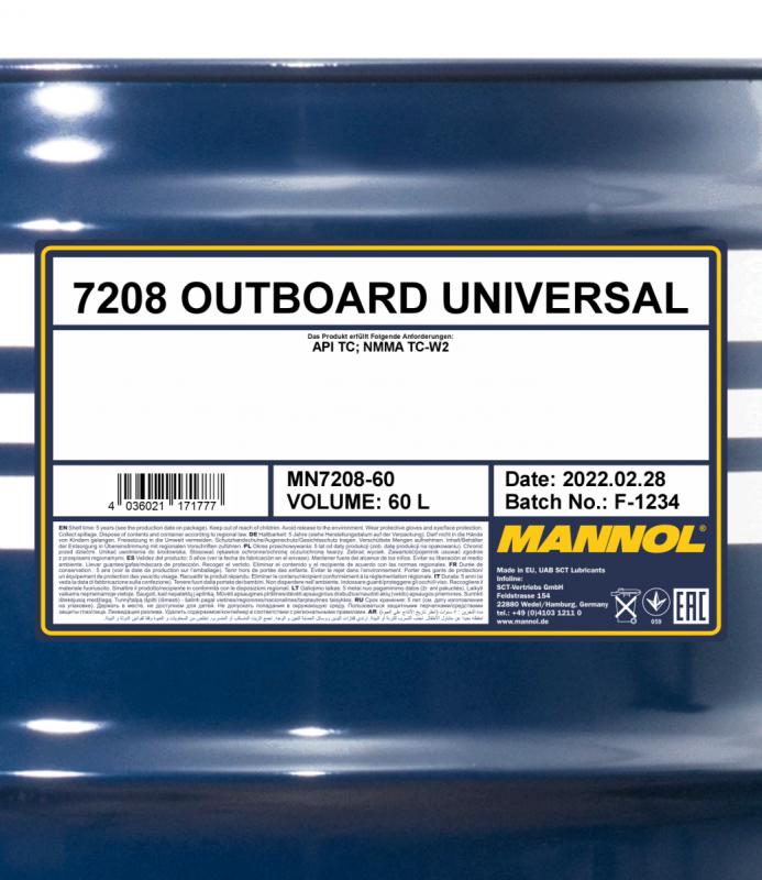 7208 MANNOL OUTBOARD UNIVERSAL 60 л. Моторное масло 2Т