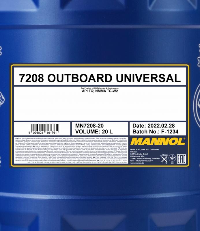 7208 MANNOL OUTBOARD UNIVERSAL 20 л. Моторное масло 2Т