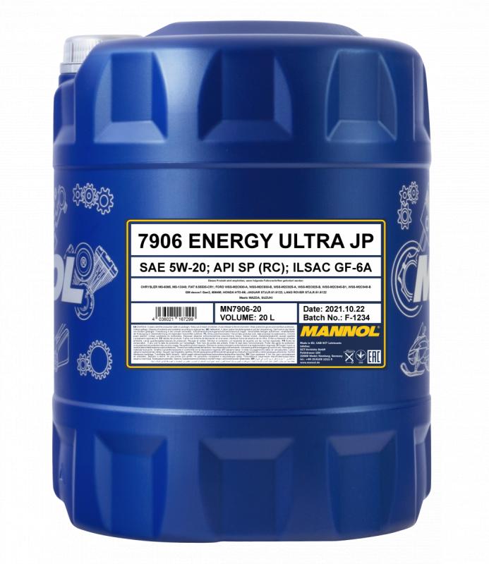 7906 MANNOL ENERGY ULTRA JP 5W20 20 л. Синтетическое мотороное масло 5W20