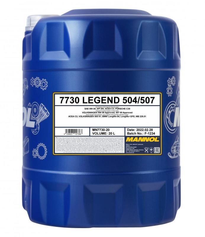 7730 MANNOL LEGEND 504/507 0W30 20 л. Синтетическое моторное масло 0W-30 