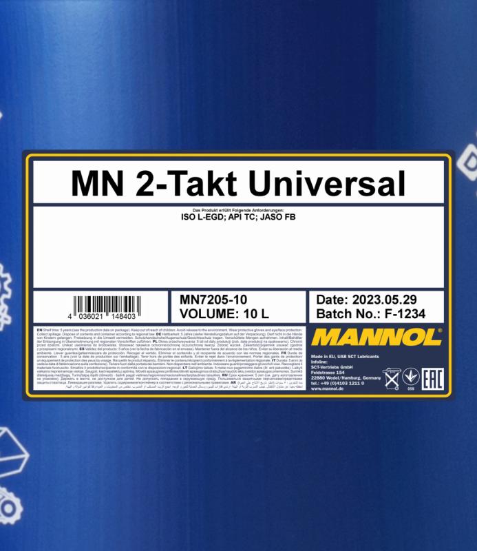 7205 MANNOL 2-ТAKT UNIVERSAL 10 л. Моторное масло для 2Т двигателей